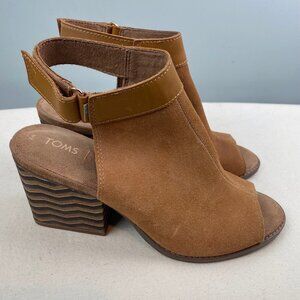 TOMS suede leather peep toe heels Size 9